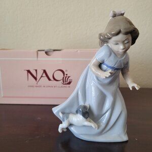 NAO Figurine Girl Running with Puppy #01027